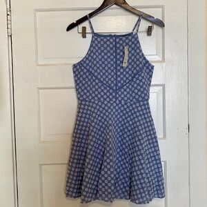 NWT Francesca’s eyelet embroidered strappy sundress light blue, summer dress